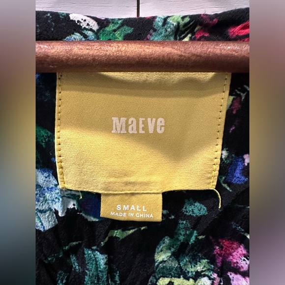 Maeve by Anthropologie Floral Black Dress with 3/4 Sleeves- size Small - Picture 7 of 8